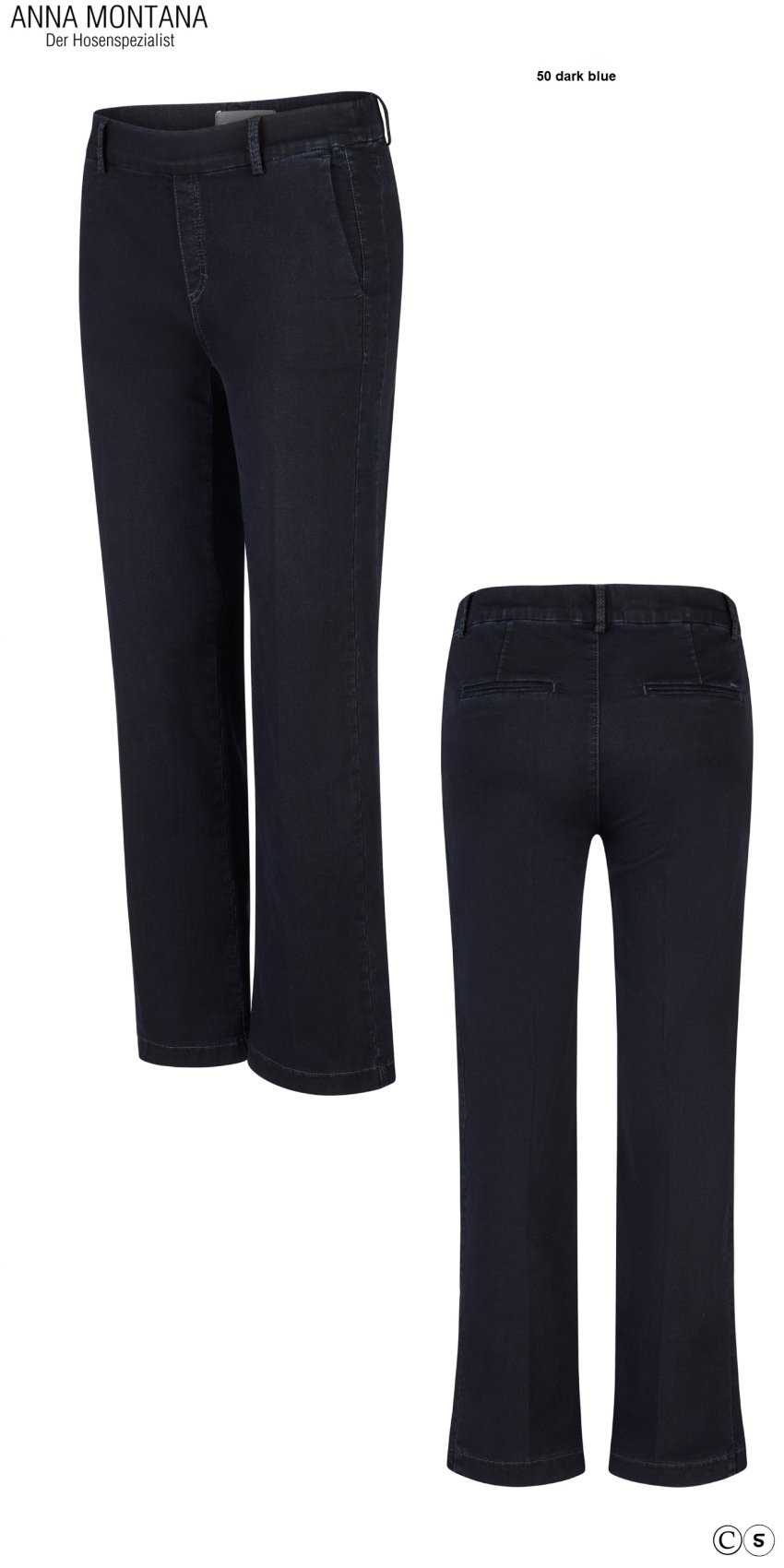 Mila 1045 Wide Flexi - Milano / sehr bequeme Schlupfhose mit weichem Bund, 80 cm lang, von Größe 36 bis 46 / ANNA MONTANA